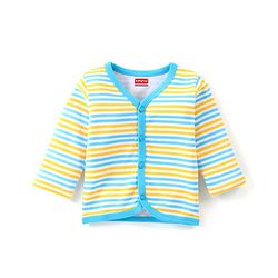 Babyhug 100% Cotton Full Sleeves Front Open Vest Striped & Animal Print Pack of 3 - Multicolour
