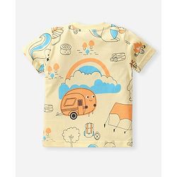 Babyhug Cotton Knit Half Sleeves Summer Theme Printed T-Shirt & Shorts Set - Blue & Yellow