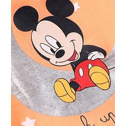 Babyhug Disney Cotton Knit Half Sleeves Night Suit With Mickey Mouse Print - Orange
