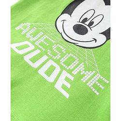 Babyhug Disney Cotton Knit Half Sleeves T-Shirt & Shorts Set With Mickey Mouse Print - Green & Blue