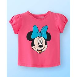 Babyhug Disney Single Jersey Knit  Frock With Half Sleeves Inner Tee & Minnie Mouse Graphics - Multicolor