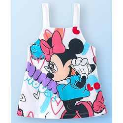 Babyhug Disney Single Jersey Knit  Frock With Half Sleeves Inner Tee & Minnie Mouse Graphics - Multicolor