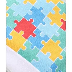 Babyhug 100% Cotton Cap Mittens & Booties Set Puzzle Print - Multicolour