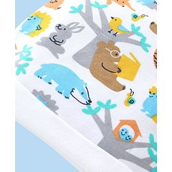 Babyhug Interlock Cotton Knit Cap Mittens And Booties Animal Design - White