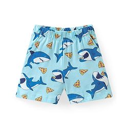 Babyhug Cotton Knit Half Sleeves Night Suit Shark Print - Blue