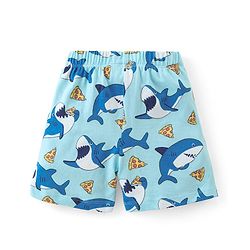 Babyhug Cotton Knit Half Sleeves Night Suit Shark Print - Blue