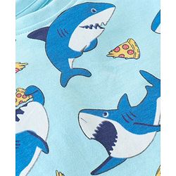 Babyhug Cotton Knit Half Sleeves Night Suit Shark Print - Blue