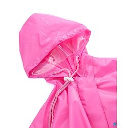 Babyhug Full Sleeves Below Knee Length Hooded Raincoat with Barbie Print - Fuschia