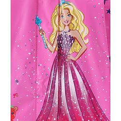 Babyhug Full Sleeves Below Knee Length Raincoat Barbie Print - Pink