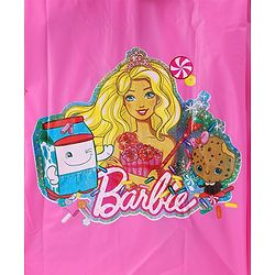 Babyhug Full Sleeves Below Knee Length Raincoat Barbie Print - Pink