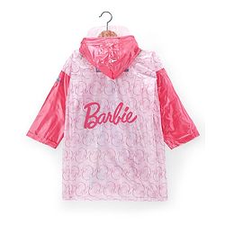 Babyhug Full Sleeves Below Knee Length Raincoat Barbie Print - Pink