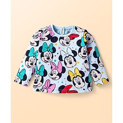Babyhug Disney Single Jersey Knit Full Sleeves Night Suit With Minnie Mouse Print - Blue