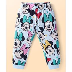 Babyhug Disney Single Jersey Knit Full Sleeves Night Suit With Minnie Mouse Print - Blue