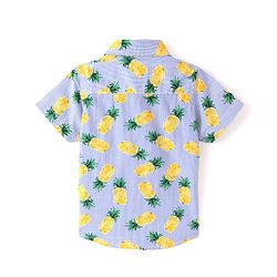 Babyhug Cotton Half Sleeves Striped Shirt Floral Print - Multicolour