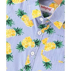 Babyhug Cotton Half Sleeves Striped Shirt Floral Print - Multicolour