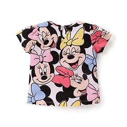 Babyhug Disney Cotton Knit Half Sleeves Top with Minnie Mouse Print- Multicolor