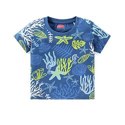 Babyhug Cotton Knit Half Sleeves Night Suit Star Fish Print - White