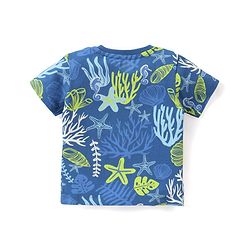 Babyhug Cotton Knit Half Sleeves Night Suit Star Fish Print - White