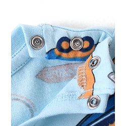 Babyhug Cotton Knit Half Sleeves Night Suit With Camping Print  - Blue