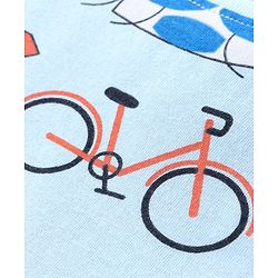 Babyhug Cotton Knit Half Sleeves Night Suit With Camping Print  - Blue