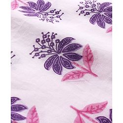 Babyhug Cambric Woven Full Sleeves Kurta Dhoti Set with Floral Print & Embroidery - Purple