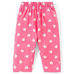 Babyhug Single Jersey Knit Half Sleeves Night Suit with Rainbow & Hearts Print - Yellow & Pink