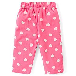 Babyhug Single Jersey Knit Half Sleeves Night Suit with Rainbow & Hearts Print - Yellow & Pink