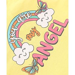Babyhug Single Jersey Knit Half Sleeves Night Suit with Rainbow & Hearts Print - Yellow & Pink