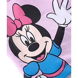 Babyhug Disney Cotton Knit  Drop Shoulder Half Sleeves T- Shirt with Front & Back Minnie Mouse Graphics - Lavender