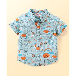 Babyhug Cotton Woven Printed Half Sleeves  Shirt With T-Shirt - Multicolour