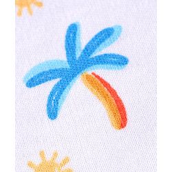 Babyhug 100% Cotton Cap Mittens & Booties Tropical Print White - Diameter 10 cm