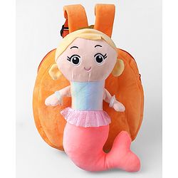 Babyhug Fashion Backpacks Mermaid Applique - Orange