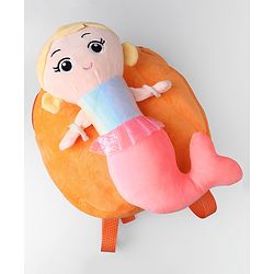 Babyhug Fashion Backpacks Mermaid Applique - Orange