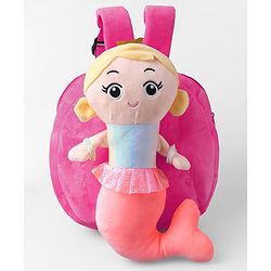 Babyhug Fashion Backpacks Mermaid Applique - Dark Pink