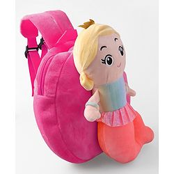 Babyhug Fashion Backpacks Mermaid Applique - Dark Pink
