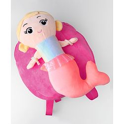 Babyhug Fashion Backpacks Mermaid Applique - Dark Pink