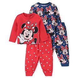 Babyhug  Disney Cotton Full Sleeves Nighsuit With Minnie Mouse Graphics Pack Of 2-Red & Blue