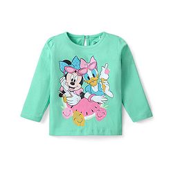 Babyhug Disney Cotton Knit Full Sleeves Night Suit With Minnie Mouse Print - Green