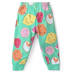 Babyhug Disney Cotton Knit Full Sleeves Night Suit With Minnie Mouse Print - Green
