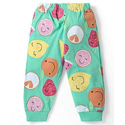 Babyhug Disney Cotton Knit Full Sleeves Night Suit With Minnie Mouse Print - Green