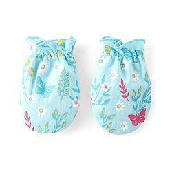 Babyhug Mittens and Booties Floral Print - Blue