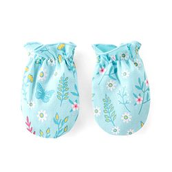 Babyhug Mittens and Booties Floral Print - Blue