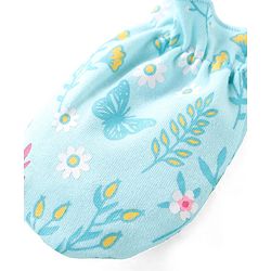 Babyhug Mittens and Booties Floral Print - Blue