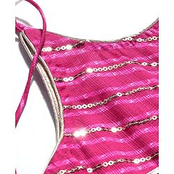 Babyhug Woven Singet Sleeves Kotta Printed & Sequins Detailing Ethnic Dress - Fuchsia
