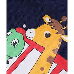 Babyhug Cotton Knit Half Sleeves Night Suit With Animals Print - Navy & Grey