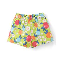 Babyhug Cotton Knit Flutter Sleeves Night Suit With Fruits Print - Multicolor