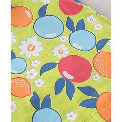 Babyhug Cotton Knit Flutter Sleeves Night Suit With Fruits Print - Multicolor