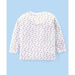 Babyhug Single Jersey Knit Dungaree With Full Sleeves T-Shirt Paw Print & Applique - White & Beige