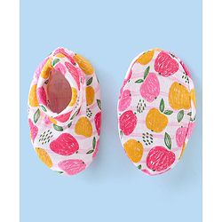 Babyhug 100% Cotton Cap Mittens & Booties with Apple Print- Multicolor