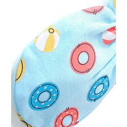 Babyhug 100% Cotton Cap Mittens & Booties with Beach Theme Print - Blue